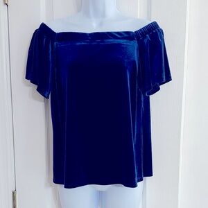 White House Black Market Midnight Blue Velvet Blouse